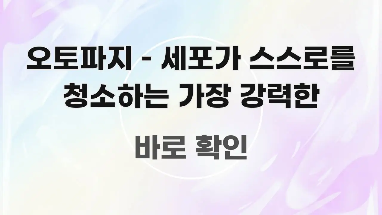오토파지 – 세포가 스스로를 청소하는 가장 강력한 핵심 요점 중심의 심플 타이포그래피 표지
