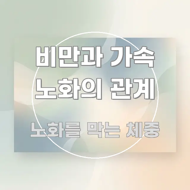 비만과 가속 노화의 관계 핵심 요약 비만과 가속 노화의 관계 명확하게 정리된 정보 전달형 표지 이미지 - 독자 이해를 위한 이미지
